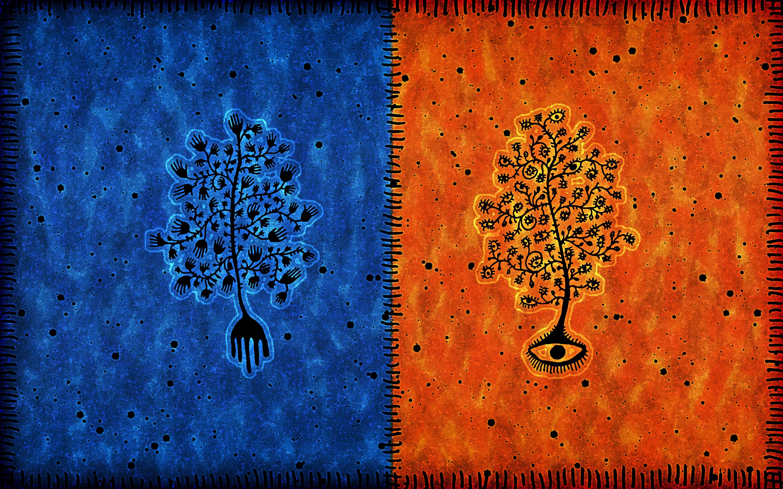 tree, eye, hands