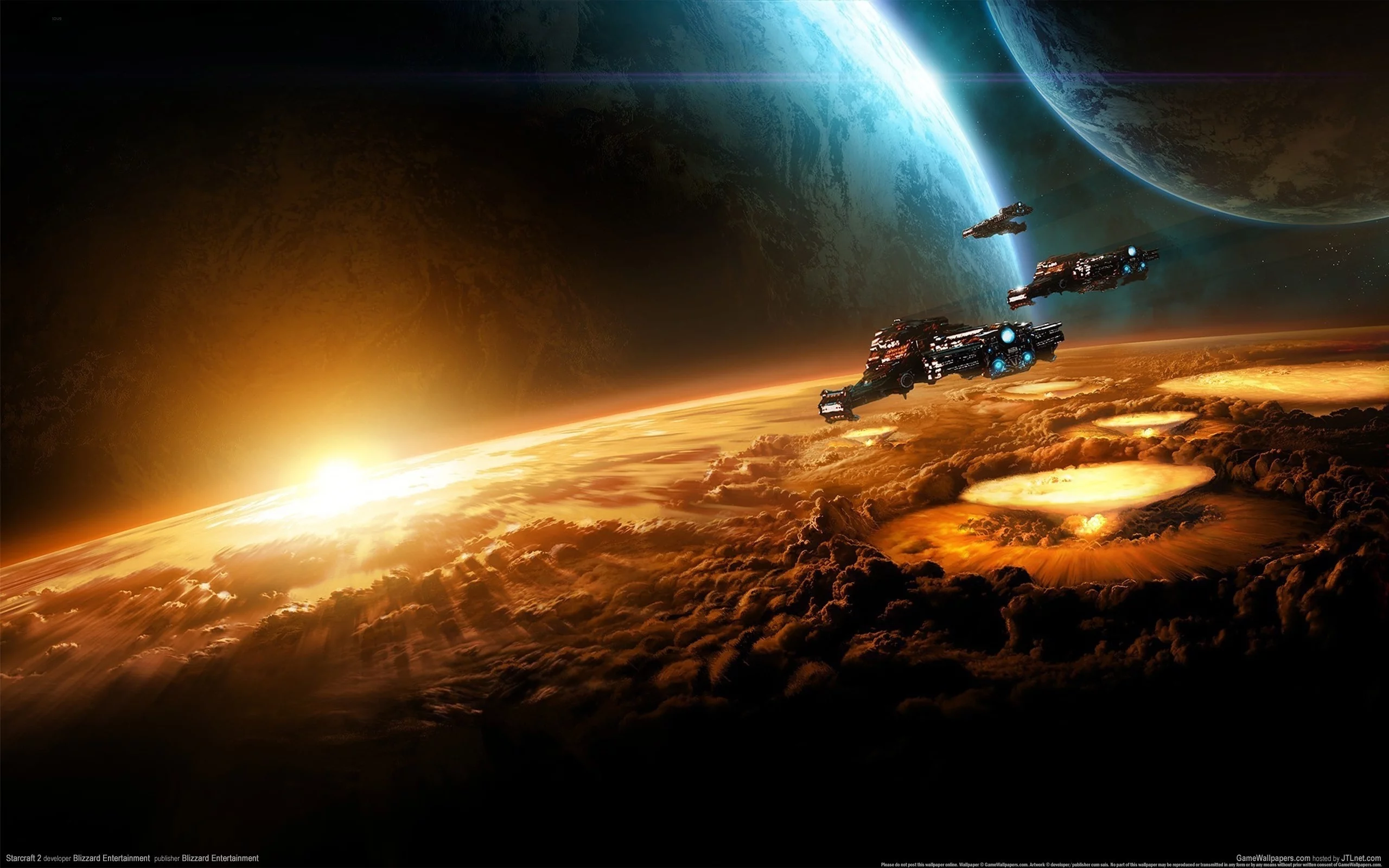 star craft 2, взрыв, крейсер, планета, терран, sc2