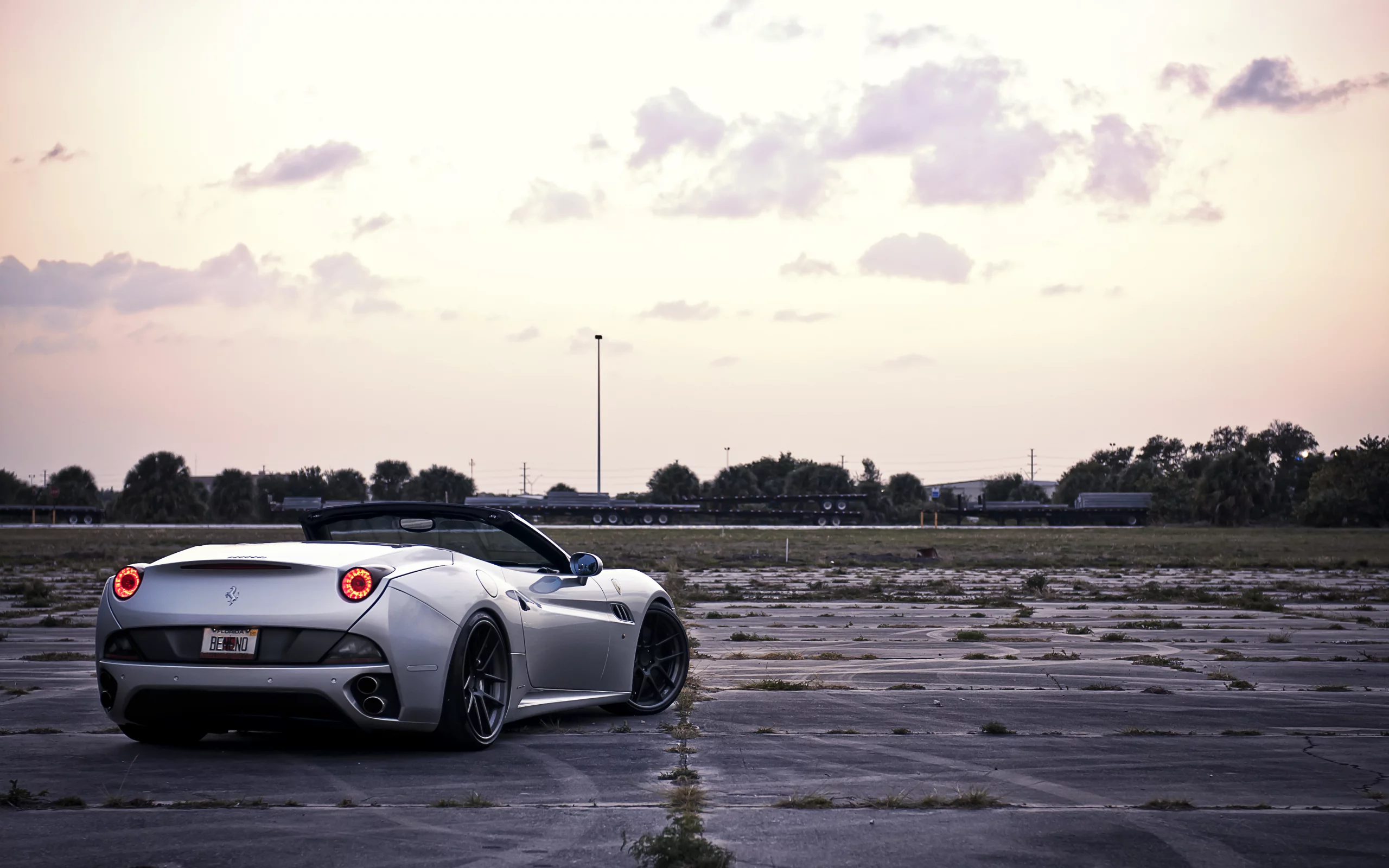 задом, ferrari, california, облака, небо