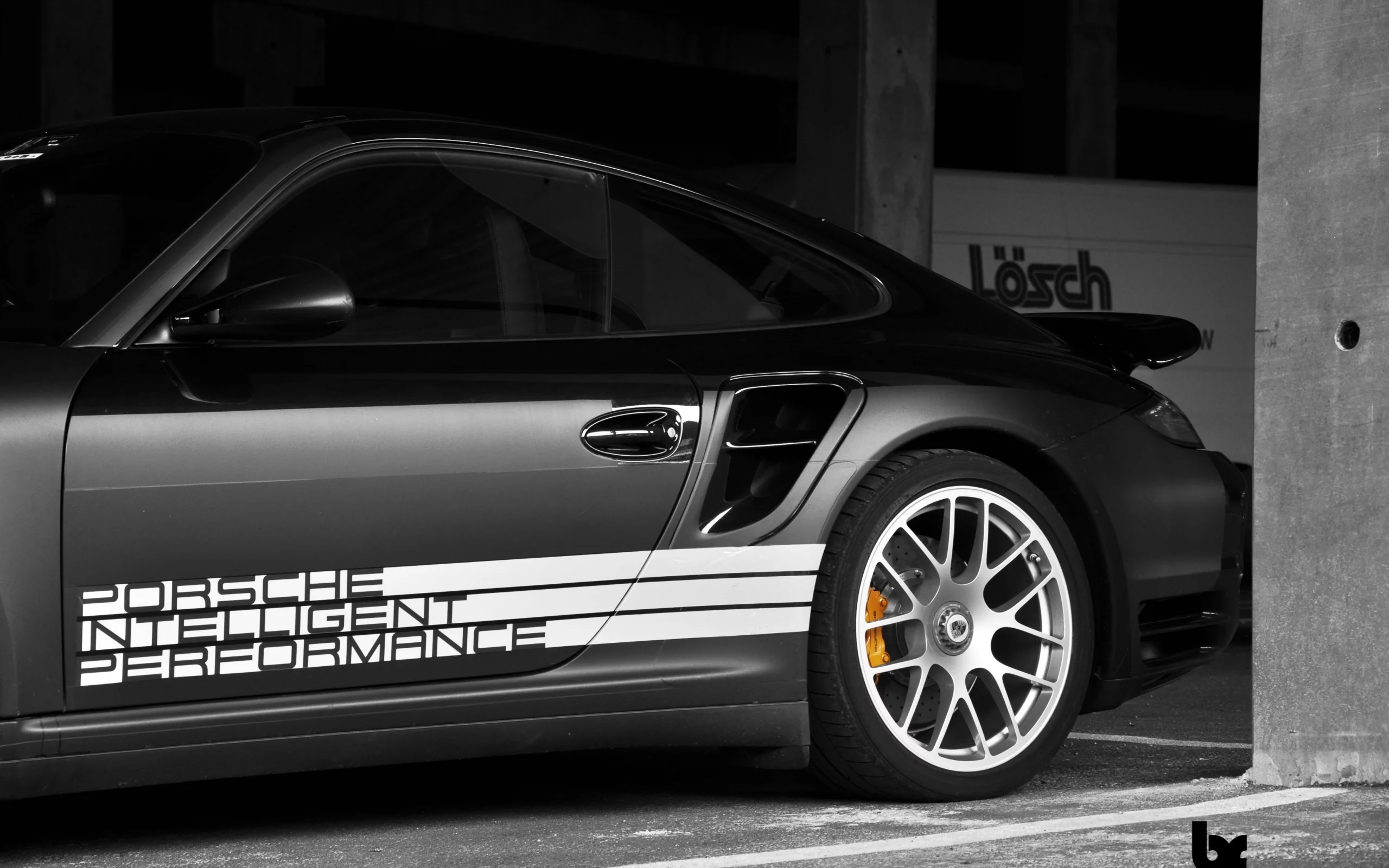 911, чб, porsche, диски, порше, надпись, чёрнобелое, турбо, bf, суппорты, turbo