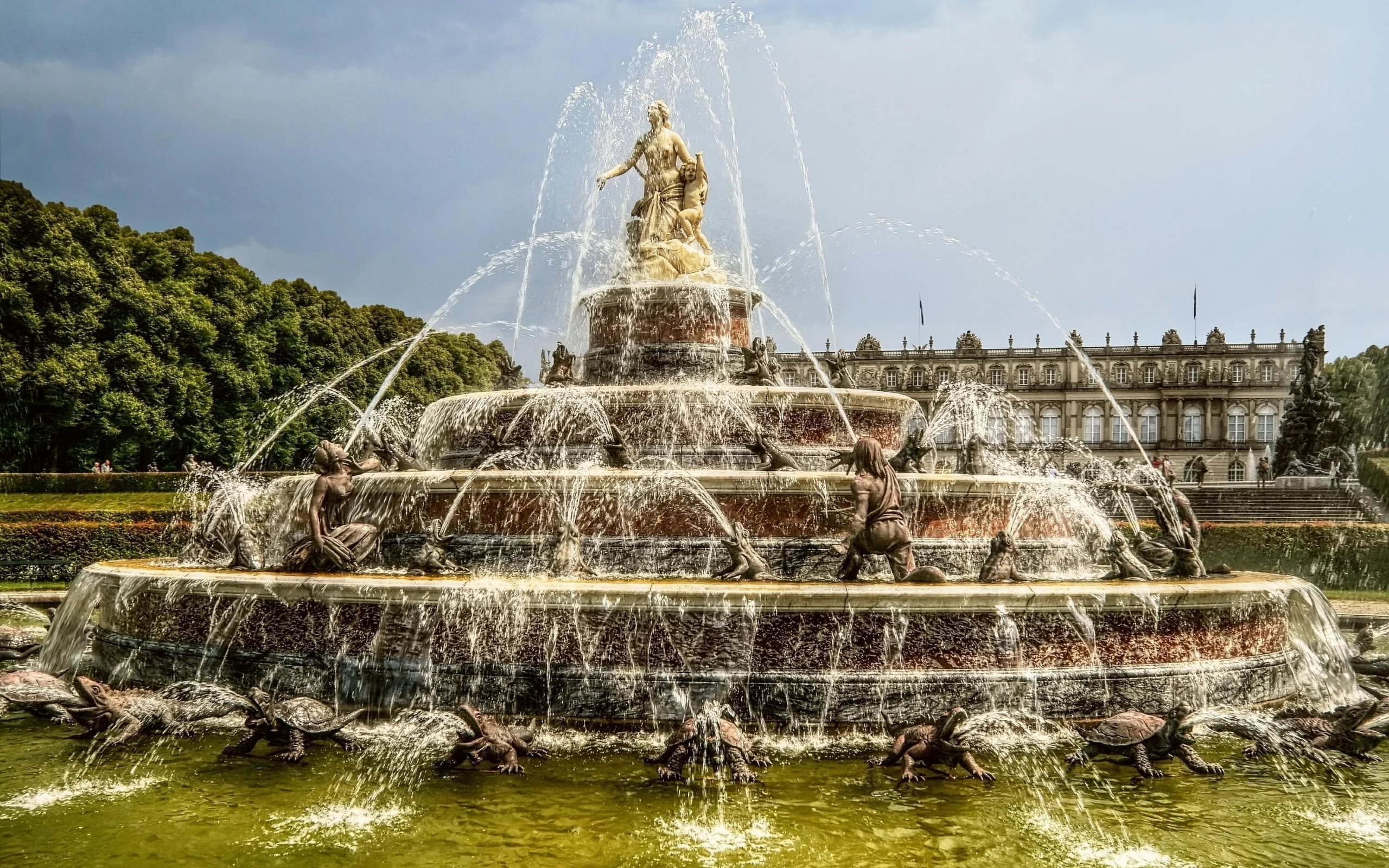 фонтан, город, bayern - latonabrunnen chiemse, бавария