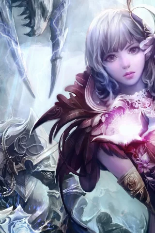 магия, воин, меч, aion, девушка