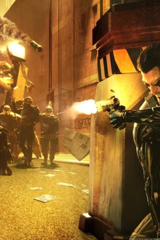 полиция, оружие, игра, deus ex, human revolution, дженсен