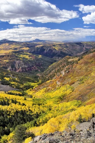 осень, горы, скалы, небо, долина