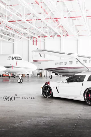 corvette, задняя часть, white, корвет, шевроле, chevrolet, 360 three sixty forged, z06, ангар