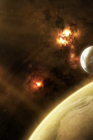 nebula, атмосфера, туманность, звезды, спутники, планета
