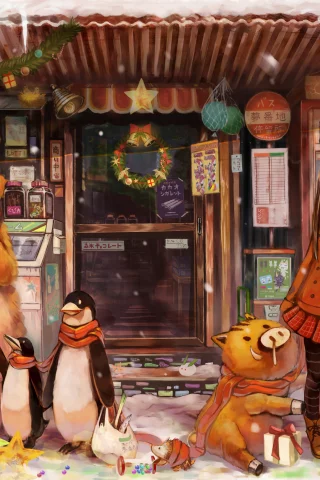 жираф, faery world, шарфики, magazine, зима, девочки, медведь, одежда, магазин, мир, тёплая, пингвины, снеговик, причудливый