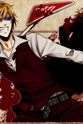 дорожный знак, ночь, сигарета, durarara, izaya orihara, очки, shizuo heiwajima