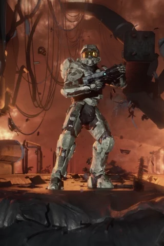 спартанец, master chief, halo 4, хэло, солдат, огонь, мастер чиф, взрывы