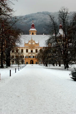 грац, austria, зима, австрия, дворец, лес, palace, парк, замок, дворец-замок эггенберг, castle, eggenberg, ёлочки, schloss