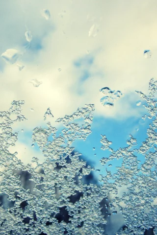 вода, зима, мокрый, снег, стекло