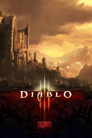 blizzard, скалы, diablo, 3, замок, небо