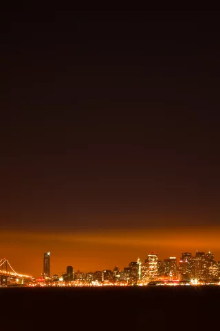 здания, вода, мост, город, небо, сан-франциско, ночь, огни, san francisco