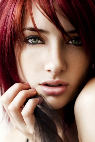 красные, лицо, волосы, девушка, взгляд, susan coffey