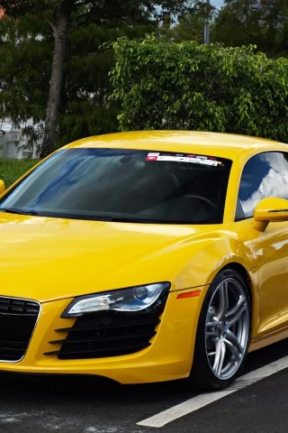 суперкар, audi r8, желтая