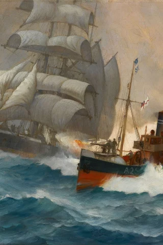 волны, парусник, корабль, boat, клипер, clipper, montague dawson, море