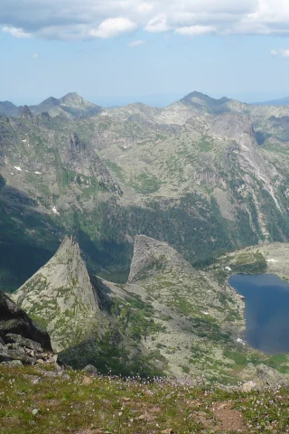 горы, скалы, парабола, небо, туман