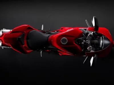 вид, сверху, красный, фон, цвет, спортбайк, ducati