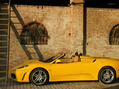 spider, желтая, f430, здание, ferrari, старое
