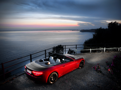 тень, car, небо, shadow, light, maserati grancabrio sport 2012, закат, природа, машина, sunset, море, sky, shore, sea, пейзаж, берег, water, 3000x1992, вода, nature, свет, landscape