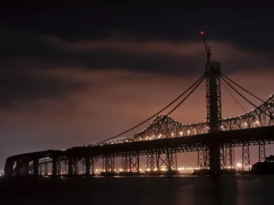 san francisco, калифорния, bay bridge, california, night