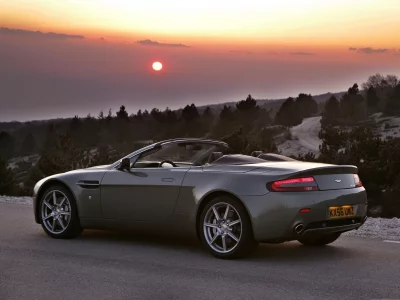 v8, aston martin, вечер, vantage, закат, roadster