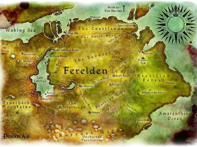 dragon age, карта, origins, concept art, ферелден