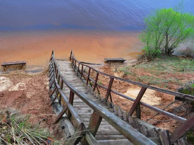 природа, река, лестница