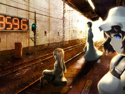 ученый, shiina mayori, шиина майори, майоши, steins gate, макисэ курису, ринтару окабэ, куристина, rintaru okabe, станция, lab, makise kurise, окарин, халат