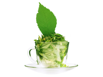 зеленый, чай, чашка, стекло, листок