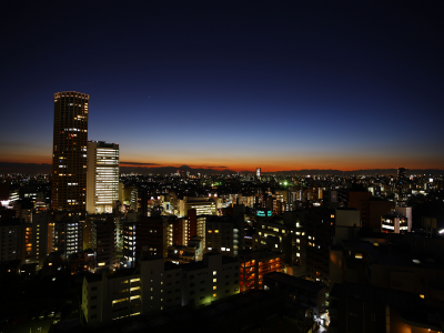 ночь, город, небо, токио, япония, дома, горы