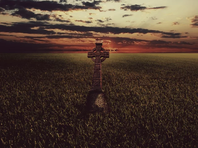 крест, трава, celtic cross, поле, кельтский крест