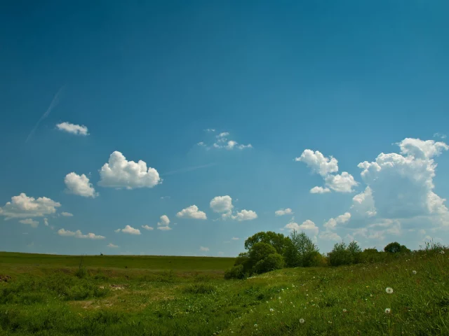 поле, облака, небо, весна