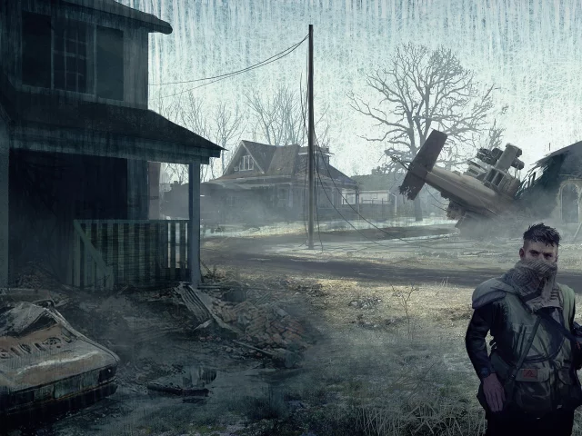 война, дома, homefront, машина, солдат, военный вертолет, деревня
