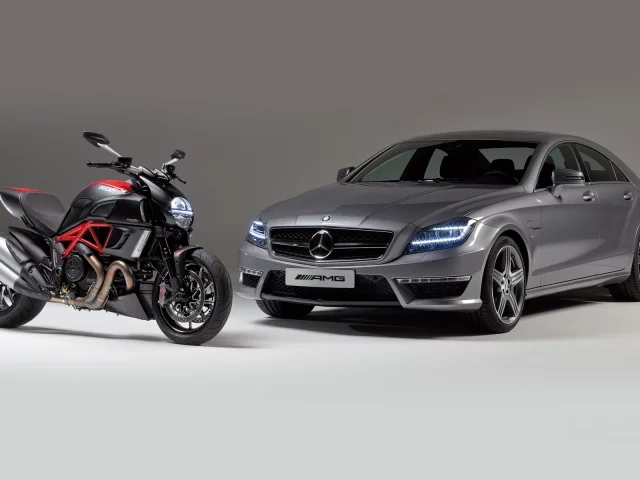 and, cls63, дукати, diavel, цлс63, машина, мерседес, mercedes-benz, дивел, amg, ducati, передок, амг, мотоцикл
