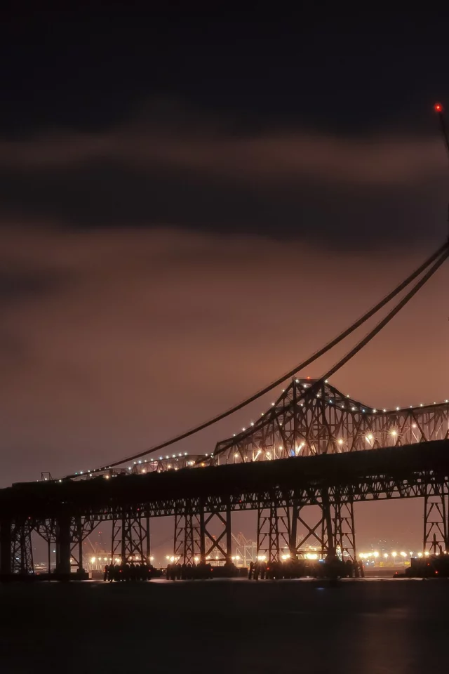 san francisco, калифорния, bay bridge, california, night