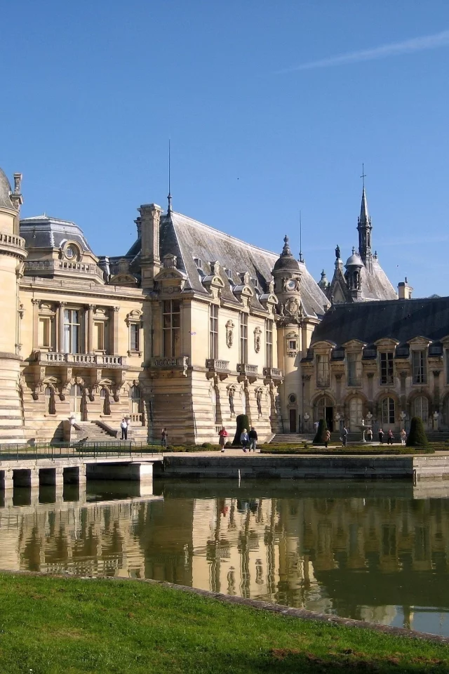 france, дворец шантильи, франция, дворец, chateau de chantilly, замок, вода, шато де шантильи, озеро, мост