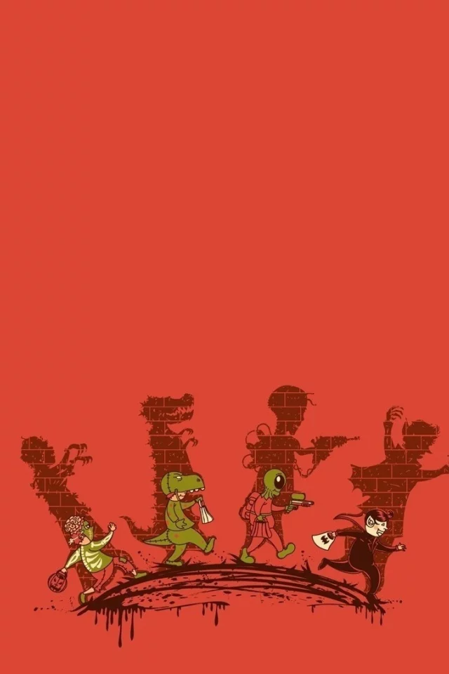костюмы, фон, оранжевый, хеллоуин, люди