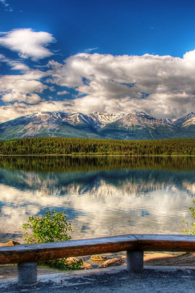 отражение, hdr, природа, горы, лес, озеро