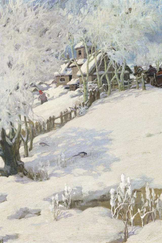 пейзаж, зима, картина
