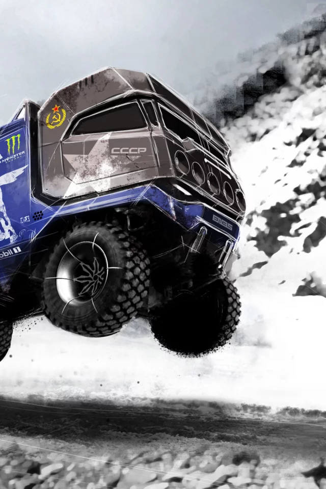 снег, скетч, kamaz dakar, дорога, камаз, рисунок