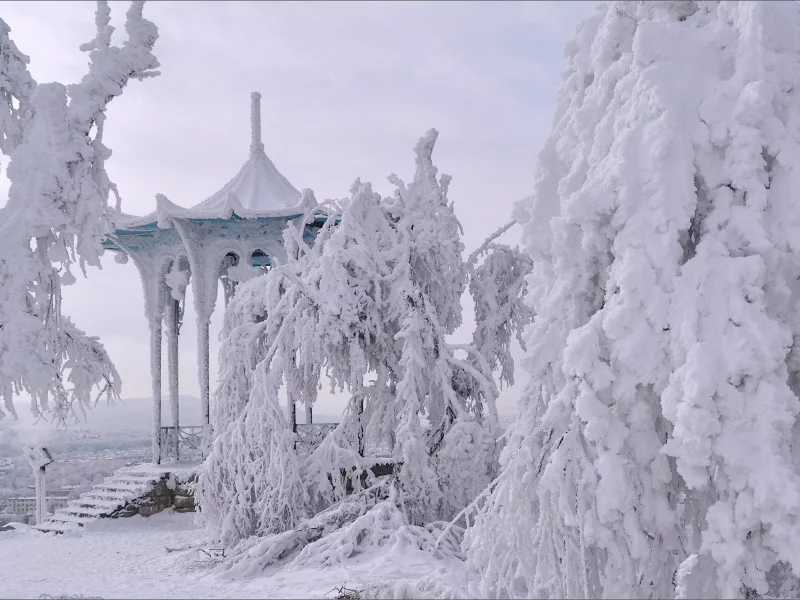 пятигорск, китайская беседка, зима, снег