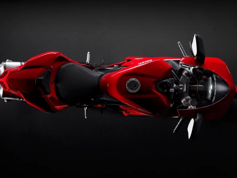 вид, сверху, красный, фон, цвет, спортбайк, ducati