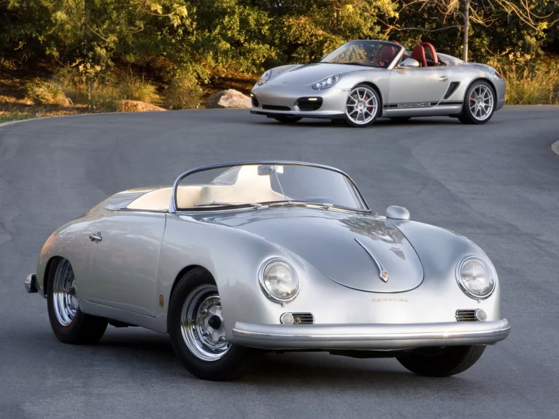 and, дорога, boxster, серебристые, порше, ретро, porsche, spyder, старый и новый, 356, speedster