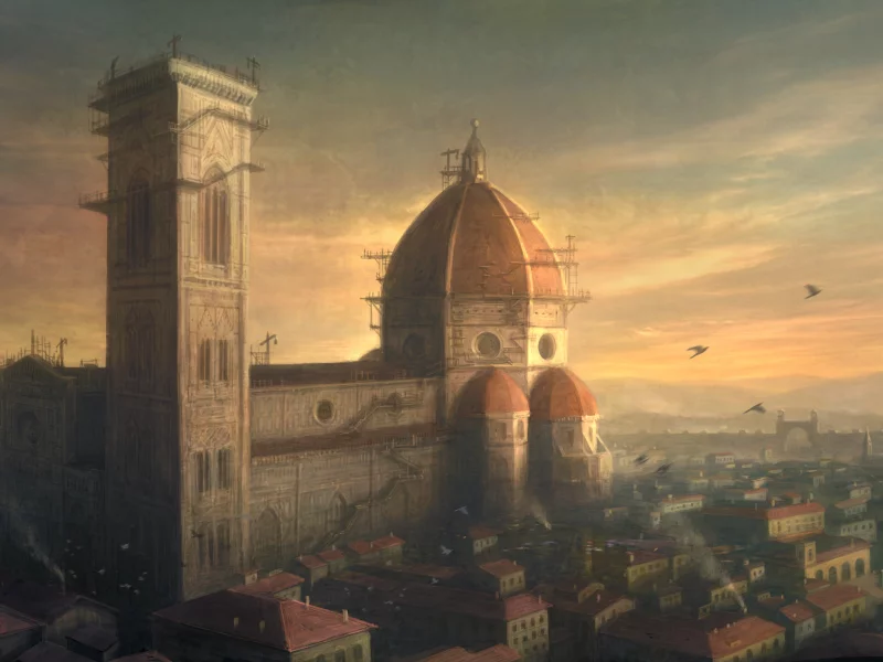 птицы, florence, город, assassins creed 2, italy, стройка, италия, санта мария дель фьоре, флоренция