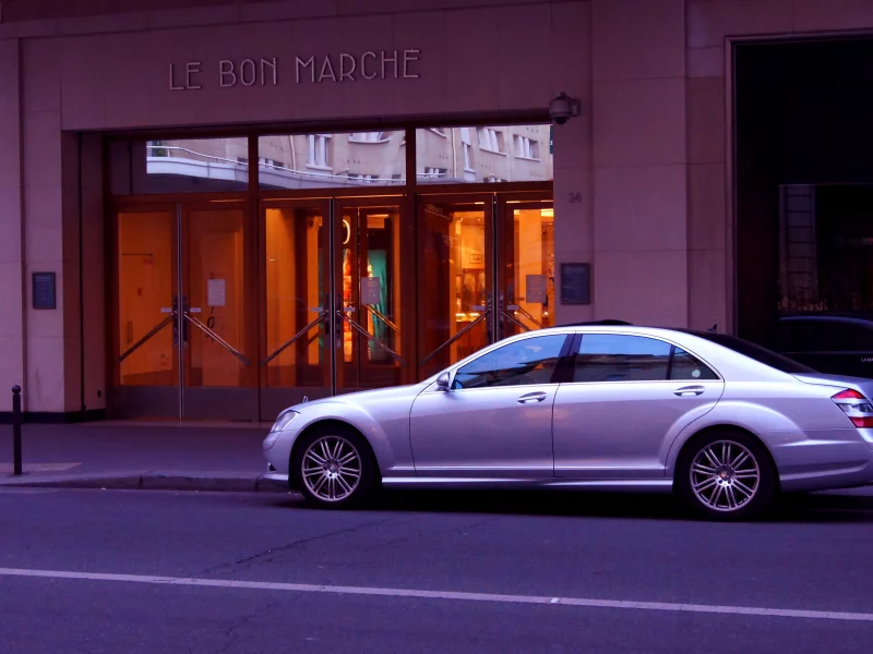 lights, shop, mercedes, car