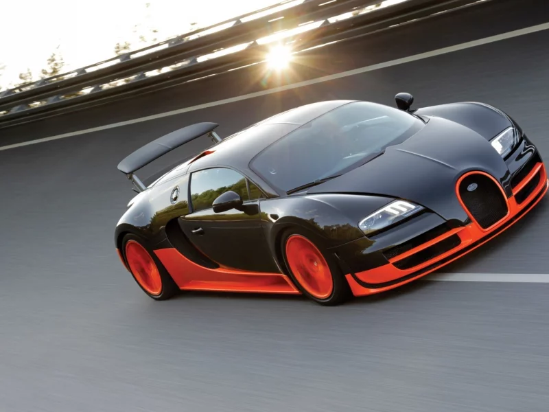 veyron, асфальт, солнце