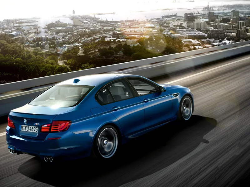 road, bmw m5 2011, tress, дорога, машина, скорость, дома, car, деревья, 1920x1200, houses, speed