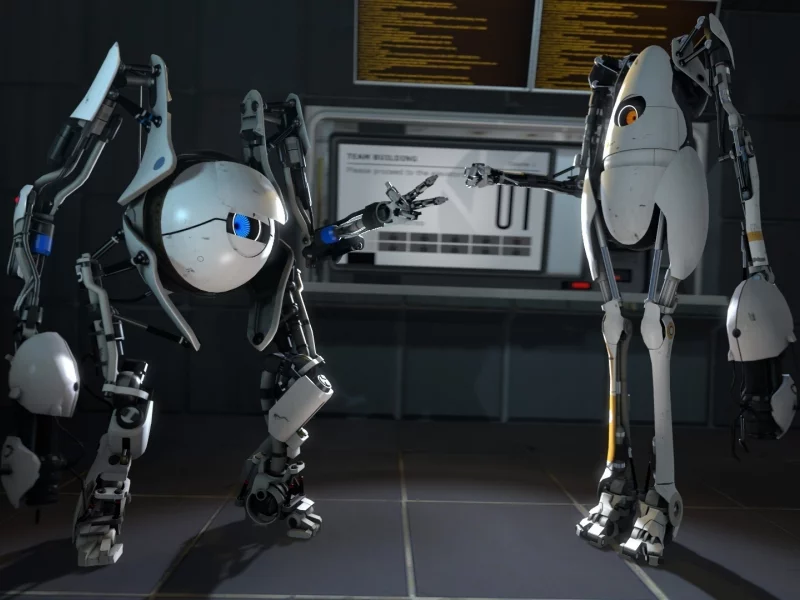 роботы, coop, камень-ножницы-бумага, portal 2