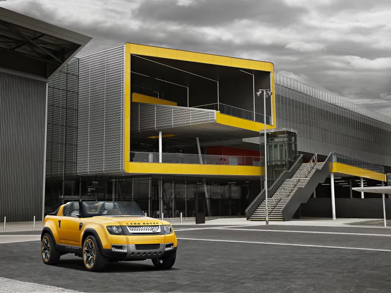 здание, желтый, dc100 sport, джип, внедорожник, ленд ровер, land rover